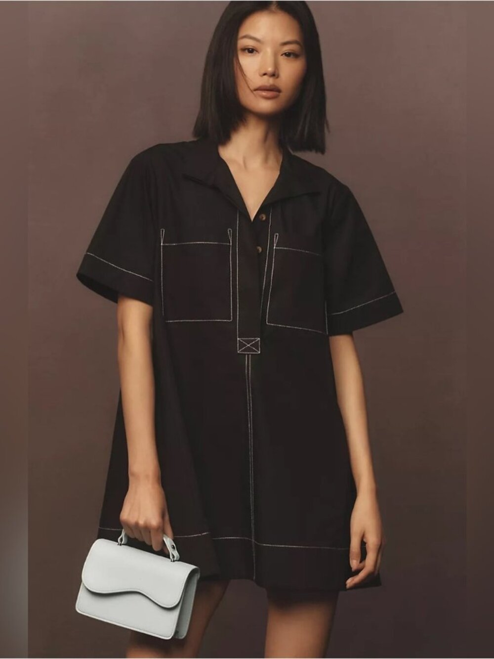NWT Size SP - Jeannie Short-Sleeve Cotton A-Line Mini Dress by Maeve (US$ 148)